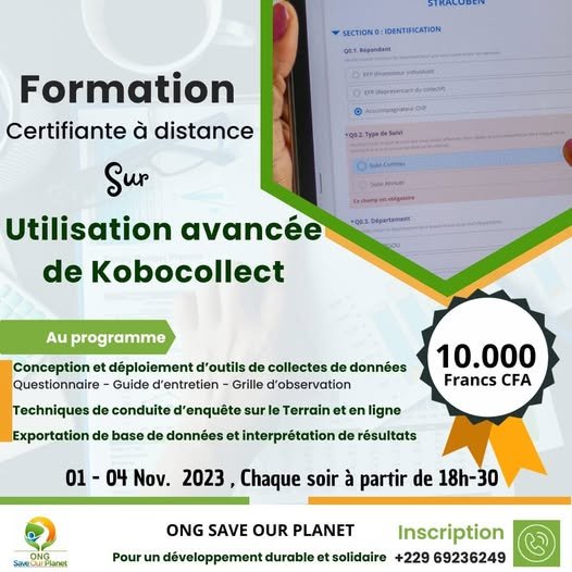 Formation certifiante en collecte de données avec Kobocollect : l&rsquo;ONG Save Our Planet recrute
