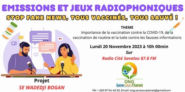 Projet SE WADEDJI BOGAN : émission sur la vaccination COVID-19 à la radio Cité de Savalou