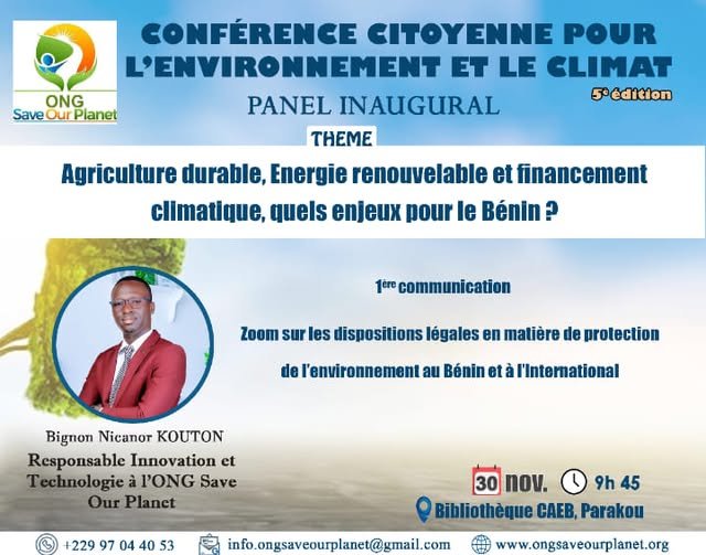 Conférence Citoyenne : zoom sur les dispositions légales pour la protection de l&rsquo;environnement au Bénin et dans le monde