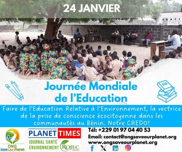 Journée mondiale de l&rsquo;éducation : l&rsquo;ONG Save Our Planet mobilisée pour l&rsquo;éducation environnementale au Bénin